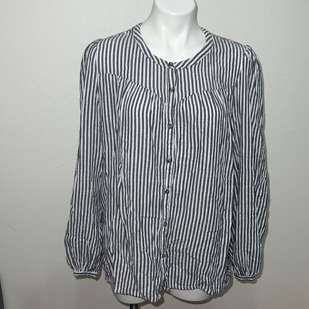Universal Thread Blue White Striped Cotton Top Sz XXL